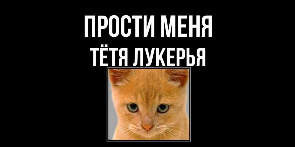 Открытка на каждый день с именем, Тётя-Лукерья Прости меня рыжий грустный кот просит прощения Прикольная открытка с пожеланием онлайн скачать бесплатно 