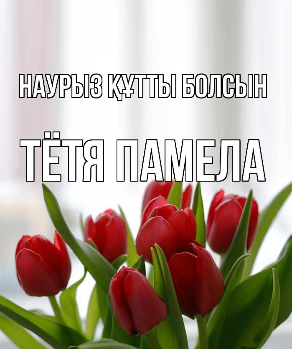 Открытка на каждый день с именем, Тётя-Памела Наурыз құтты болсын полевые цветы Прикольная открытка с пожеланием онлайн скачать бесплатно 
