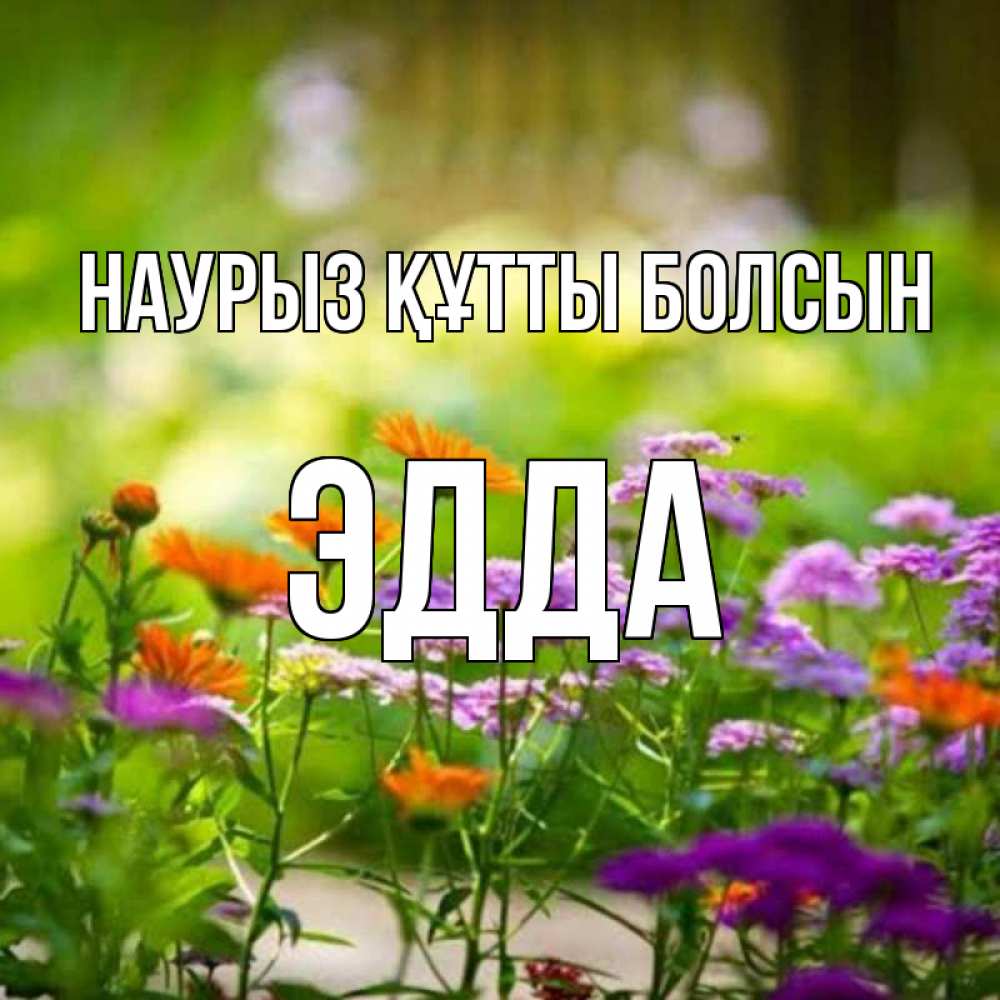 Открытка на каждый день с именем, Эдда Наурыз құтты болсын цветы Прикольная открытка с пожеланием онлайн скачать бесплатно 