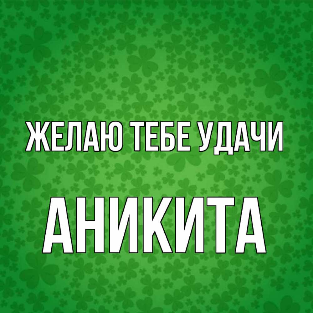 Открытка на каждый день с именем, Аникита Желаю тебе удачи много листочков на удачу Прикольная открытка с пожеланием онлайн скачать бесплатно 