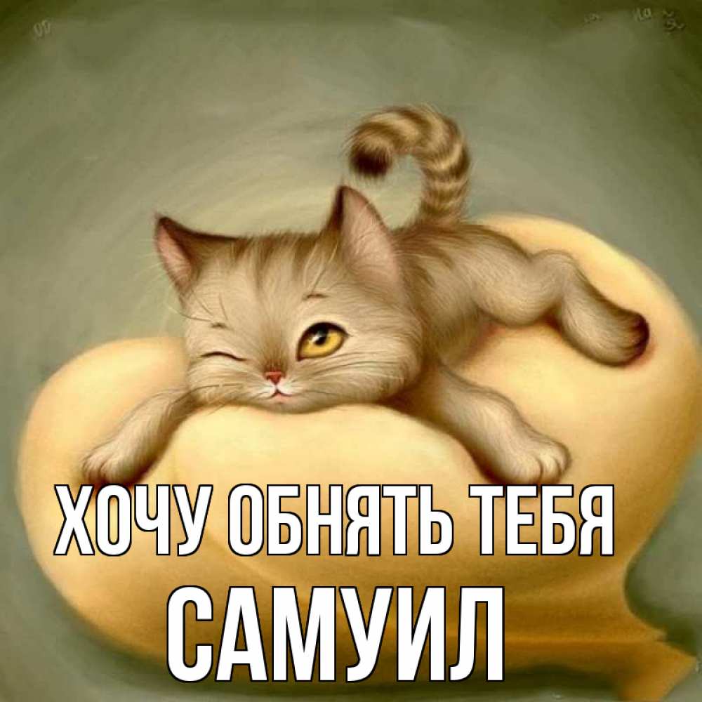 Открытка на каждый день с именем, Самуил Хочу обнять тебя кошечка Прикольная открытка с пожеланием онлайн скачать бесплатно 