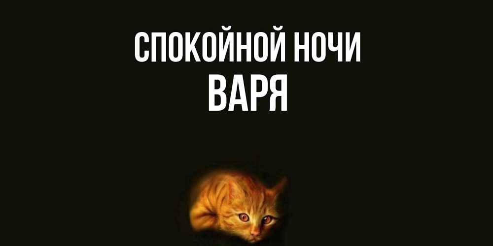 Открытка на каждый день с именем, Варя Спокойной ночи кот Прикольная открытка с пожеланием онлайн скачать бесплатно 