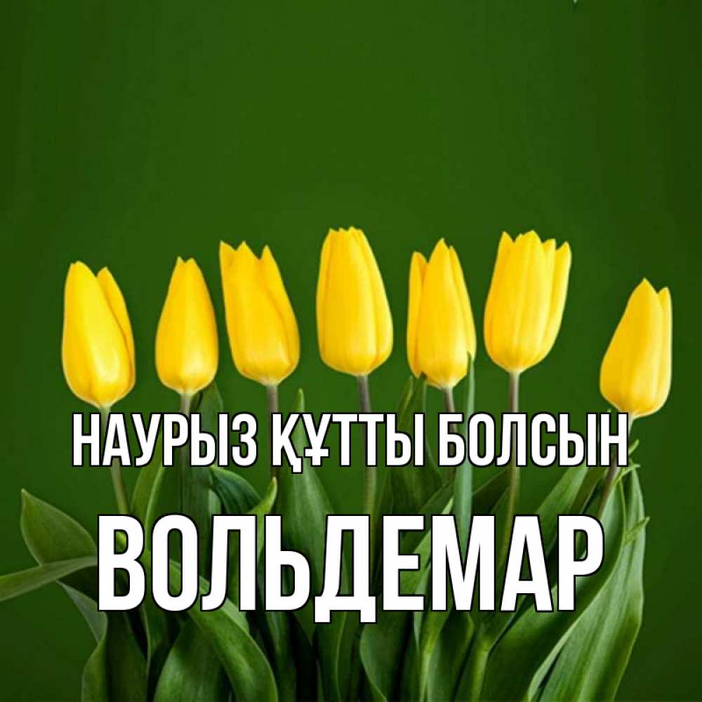 Открытка на каждый день с именем, Вольдемар Наурыз құтты болсын желтого цвета 3 Прикольная открытка с пожеланием онлайн скачать бесплатно 