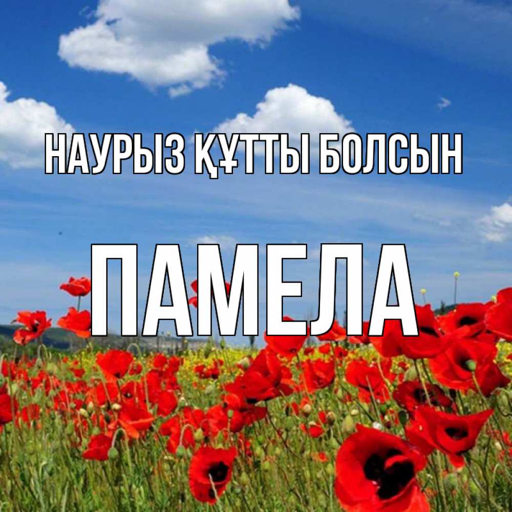 Открытка на каждый день с именем, Памела Наурыз құтты болсын наурыз  день 1 Прикольная открытка с пожеланием онлайн скачать бесплатно 