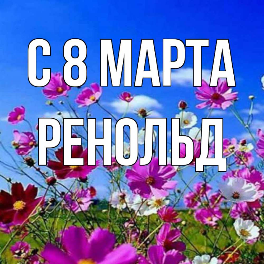 Открытка на каждый день с именем, Ренольд С 8 МАРТА цветы Прикольная открытка с пожеланием онлайн скачать бесплатно 