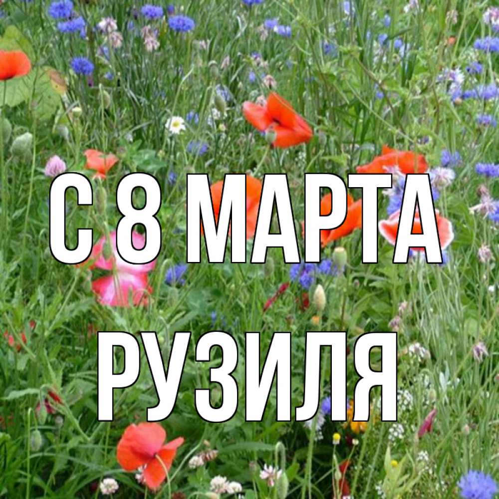 Открытка на каждый день с именем, Рузиля С 8 МАРТА международный женский день 4 Прикольная открытка с пожеланием онлайн скачать бесплатно 