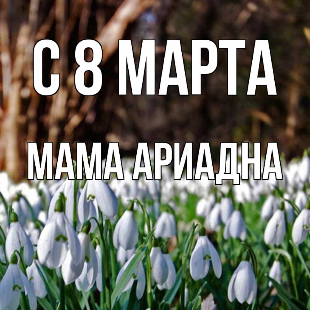 Открытка на каждый день с именем, Мама-Ариадна С 8 МАРТА с подснежниками 1 Прикольная открытка с пожеланием онлайн скачать бесплатно 