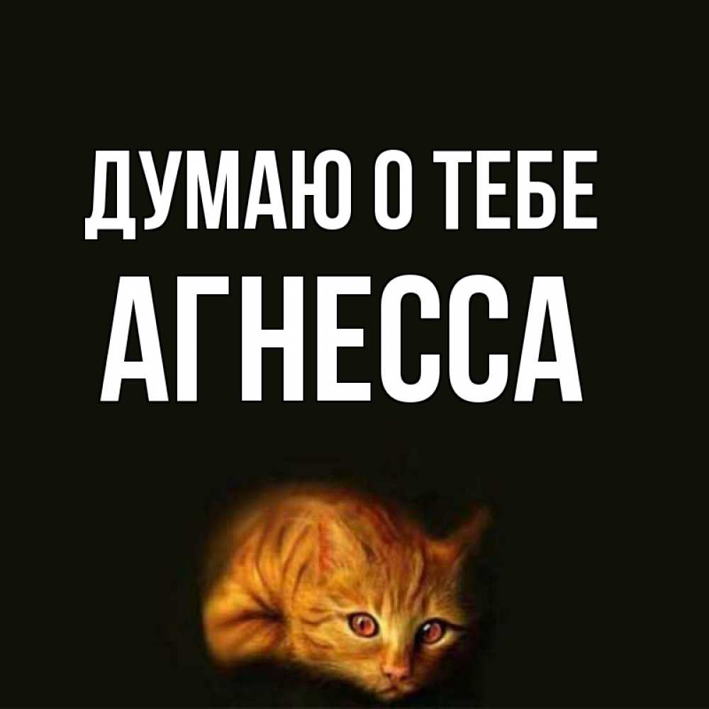Открытка на каждый день с именем, Агнесса Думаю о тебе рыжий Прикольная открытка с пожеланием онлайн скачать бесплатно 