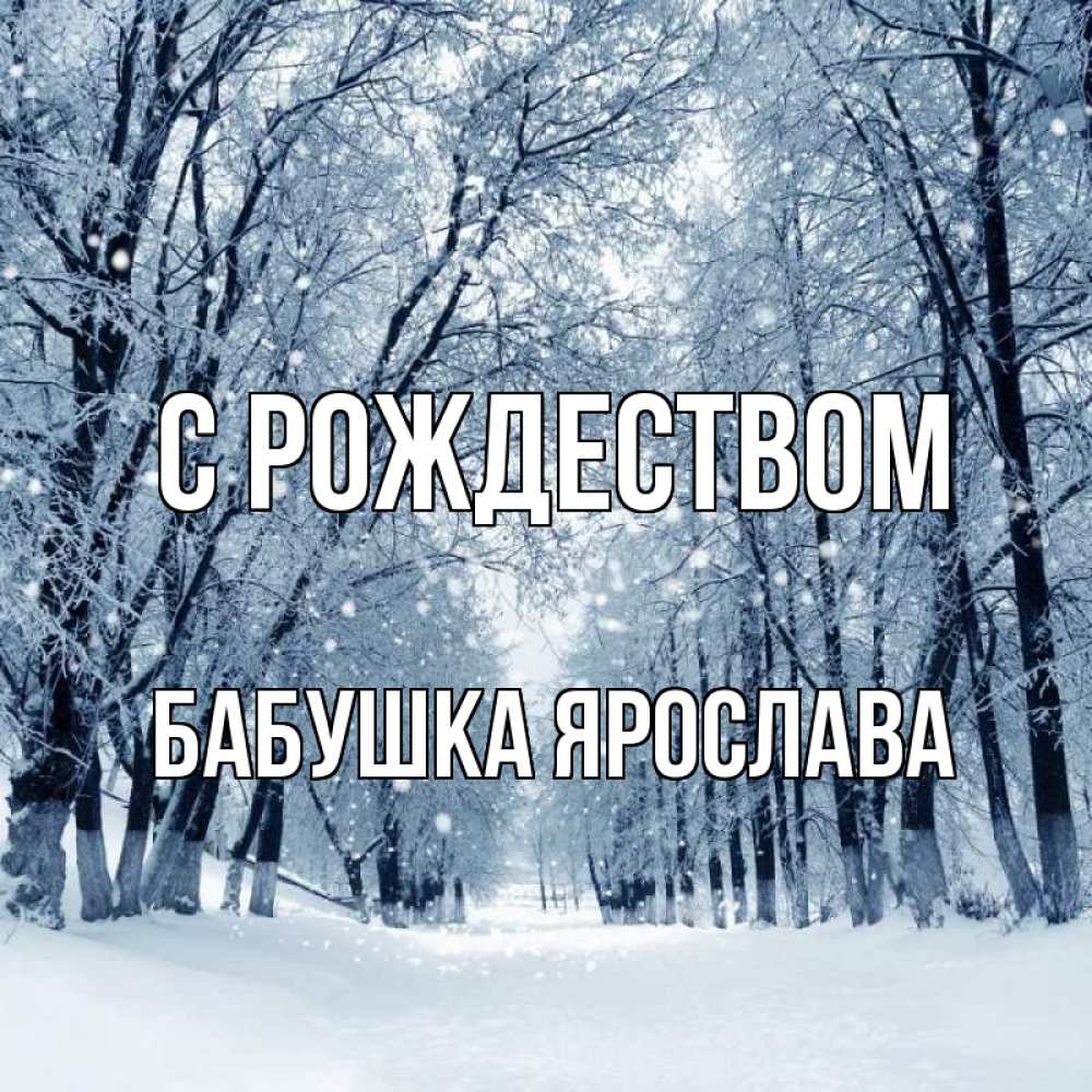 Открытка на каждый день с именем, Бабушка-Ярослава С рождеством снег, лес, парк Прикольная открытка с пожеланием онлайн скачать бесплатно 