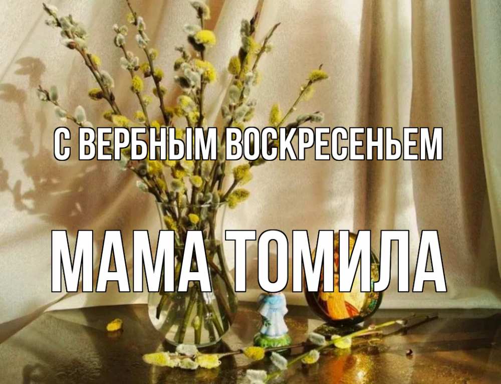 Открытка на каждый день с именем, Мама-Томила С вербным воскресеньем верба 1 Прикольная открытка с пожеланием онлайн скачать бесплатно 
