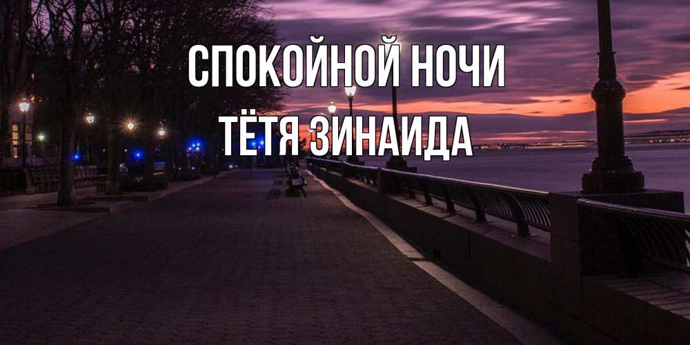 Открытка на каждый день с именем, Тётя-Зинаида Спокойной ночи фонари на фоне реки Прикольная открытка с пожеланием онлайн скачать бесплатно 