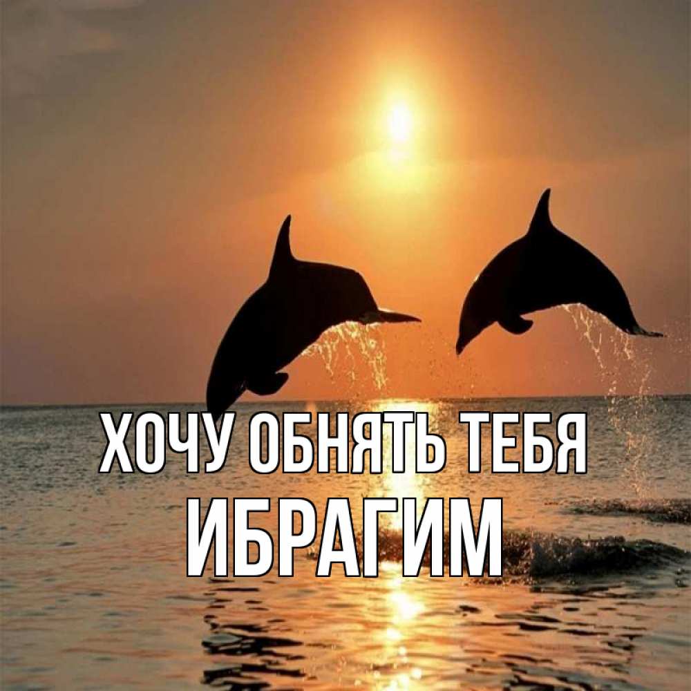Открытка на каждый день с именем, Ибрагим Хочу обнять тебя рыбы на закате Прикольная открытка с пожеланием онлайн скачать бесплатно 