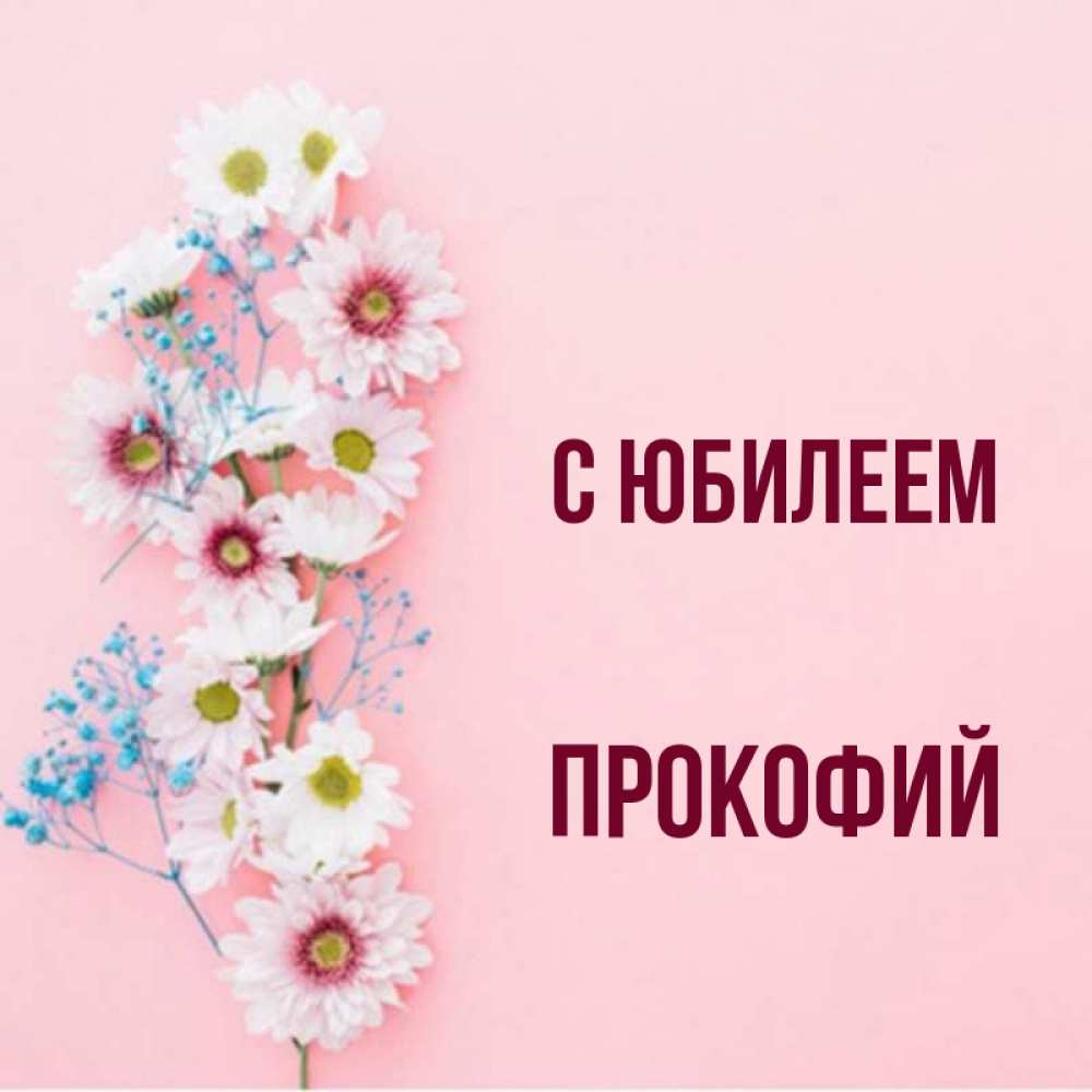 Открытка на каждый день с именем, Прокофий С юбилеем Родная моя с днем рождения тебя картинка с цветами белыми и голубыми Прикольная открытка с пожеланием онлайн скачать бесплатно 