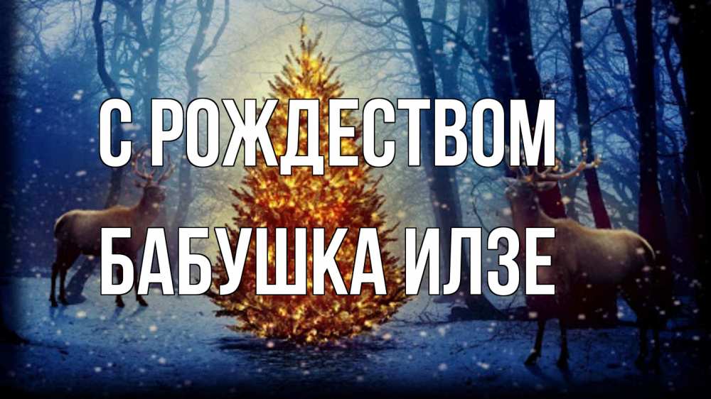Открытка на каждый день с именем, Бабушка-Илзе С рождеством олени, новогодняя елка Прикольная открытка с пожеланием онлайн скачать бесплатно 