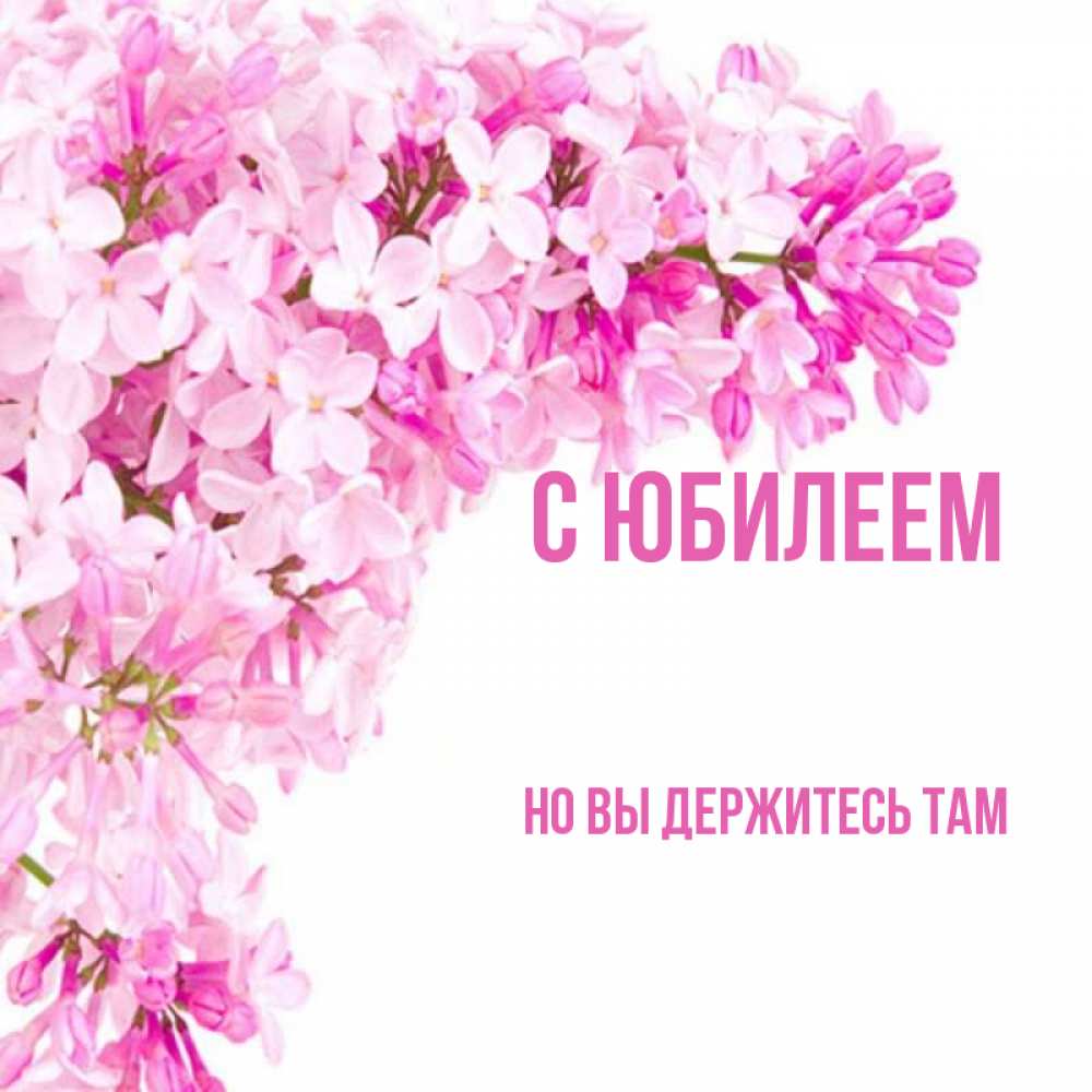 Открытка на каждый день с именем, Но-вы-держитесь-там С юбилеем Сирень на белом фоне Прикольная открытка с пожеланием онлайн скачать бесплатно 