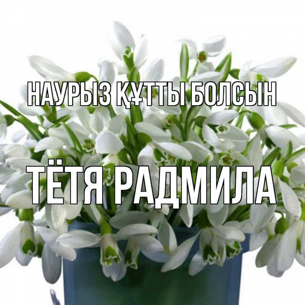 Открытка на каждый день с именем, Тётя-Радмила Наурыз құтты болсын цветы к наурызу Прикольная открытка с пожеланием онлайн скачать бесплатно 