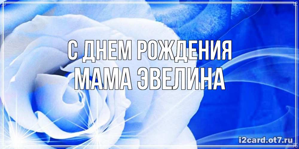 Открытка на каждый день с именем, Мама-Эвелина С днем рождения белая роза на голубом фоне Прикольная открытка с пожеланием онлайн скачать бесплатно 