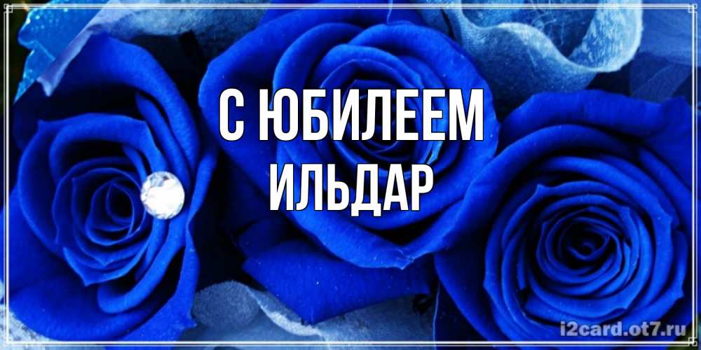 Открытка на каждый день с именем, Ильдар С юбилеем синие розы в росе Прикольная открытка с пожеланием онлайн скачать бесплатно 