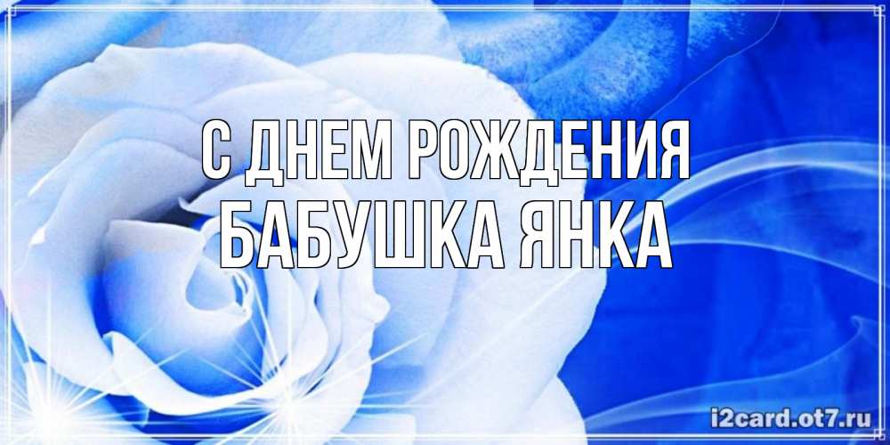 Открытка на каждый день с именем, Бабушка-Янка С днем рождения белая роза на голубом фоне Прикольная открытка с пожеланием онлайн скачать бесплатно 