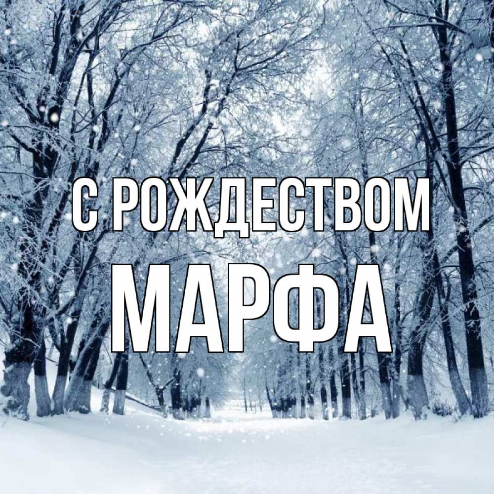 Открытка на каждый день с именем, Марфа С рождеством снег, лес, парк Прикольная открытка с пожеланием онлайн скачать бесплатно 