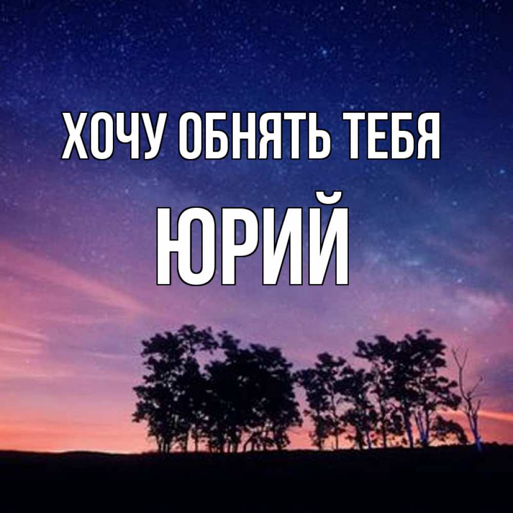 Открытка на каждый день с именем, Юрий Хочу обнять тебя силуэты деревьев Прикольная открытка с пожеланием онлайн скачать бесплатно 