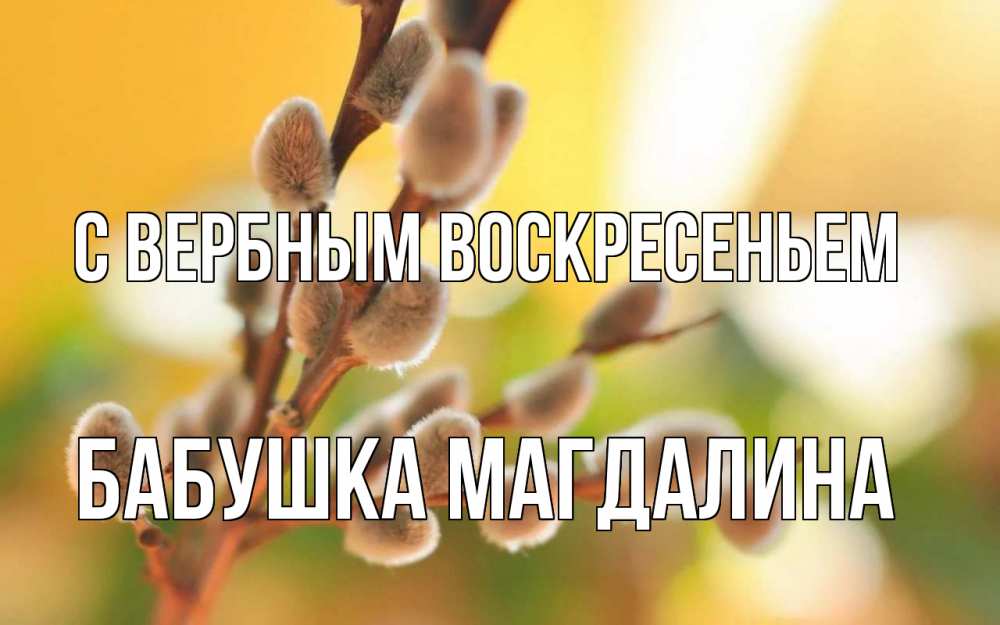 Открытка на каждый день с именем, Бабушка-Магдалина С вербным воскресеньем верба Прикольная открытка с пожеланием онлайн скачать бесплатно 