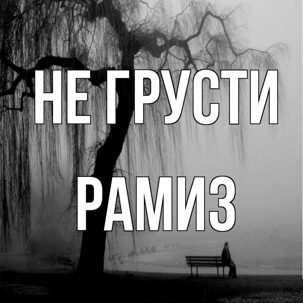 Открытка на каждый день с именем, Рамиз Не грусти висящие ветки дерева и лавочка под деревом Прикольная открытка с пожеланием онлайн скачать бесплатно 