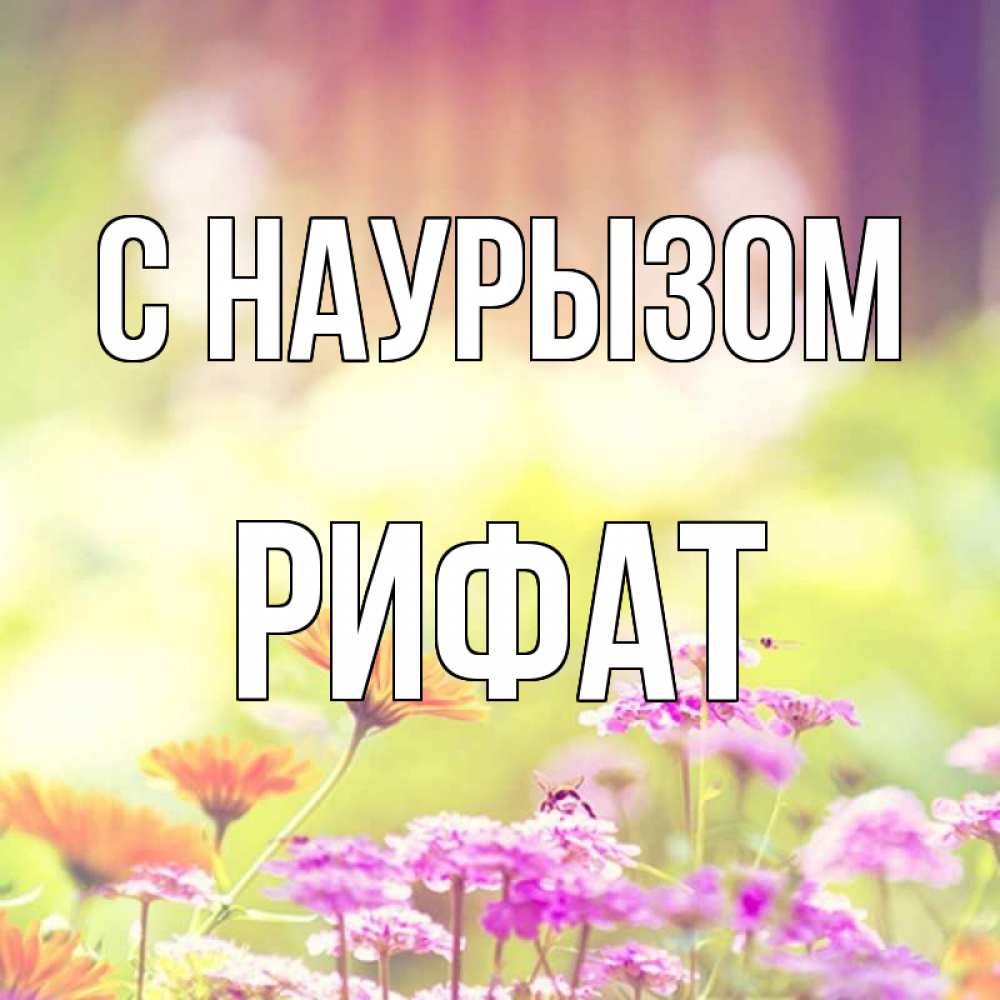 Открытка на каждый день с именем, Рифат С наурызом цветы весна Прикольная открытка с пожеланием онлайн скачать бесплатно 