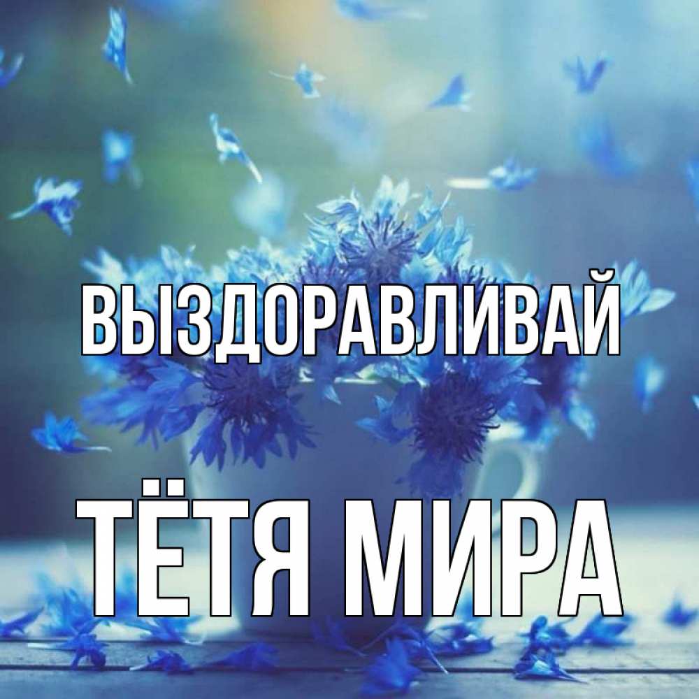 Открытка на каждый день с именем, Тётя-Мира Выздоравливай кружка с зельем и цветами Прикольная открытка с пожеланием онлайн скачать бесплатно 