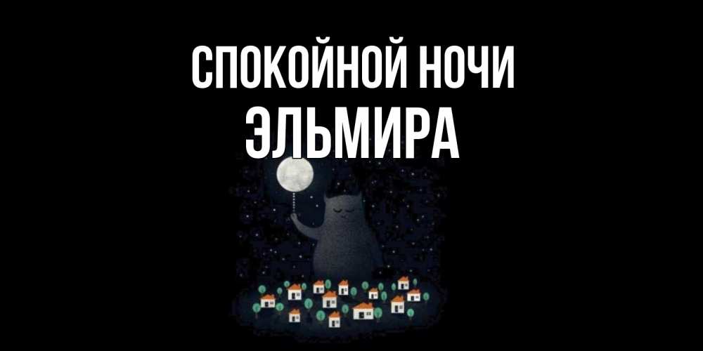 Открытка на каждый день с именем, Эльмира Спокойной ночи кот,луна, ночь, звезды Прикольная открытка с пожеланием онлайн скачать бесплатно 