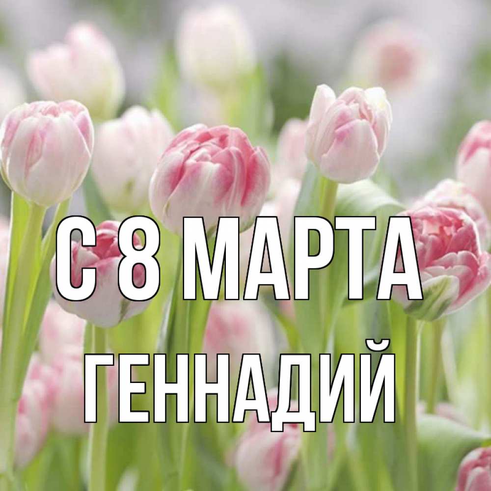 Открытка на каждый день с именем, Геннадий С 8 марта цветы Прикольная открытка с пожеланием онлайн скачать бесплатно 