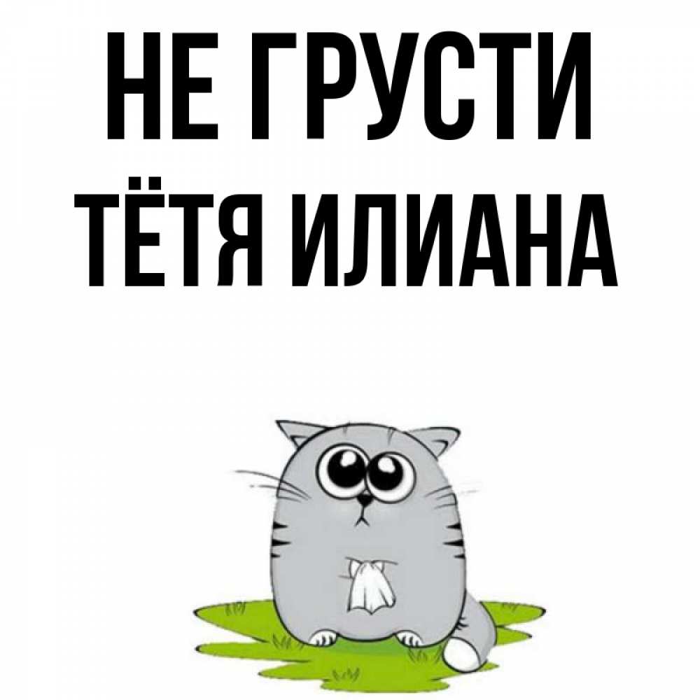 Открытка на каждый день с именем, Тётя-Илиана Не грусти грустный котяра Прикольная открытка с пожеланием онлайн скачать бесплатно 