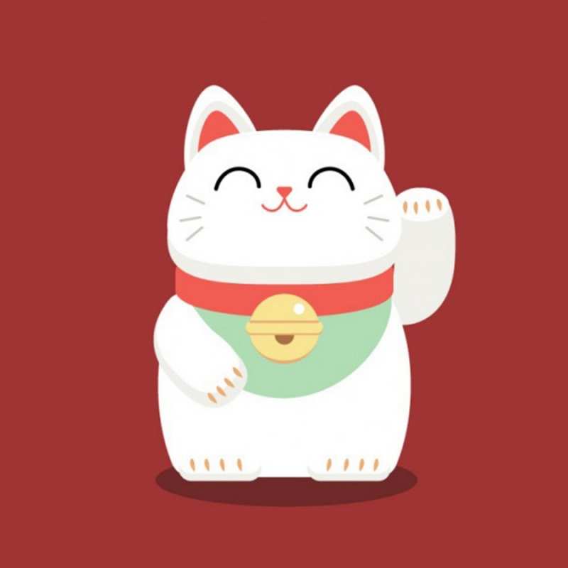 Открытка японский кот  игрушка  Желаю тебе удачи 