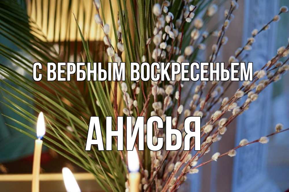 Открытка на каждый день с именем, Анисья С вербным воскресеньем верба Прикольная открытка с пожеланием онлайн скачать бесплатно 