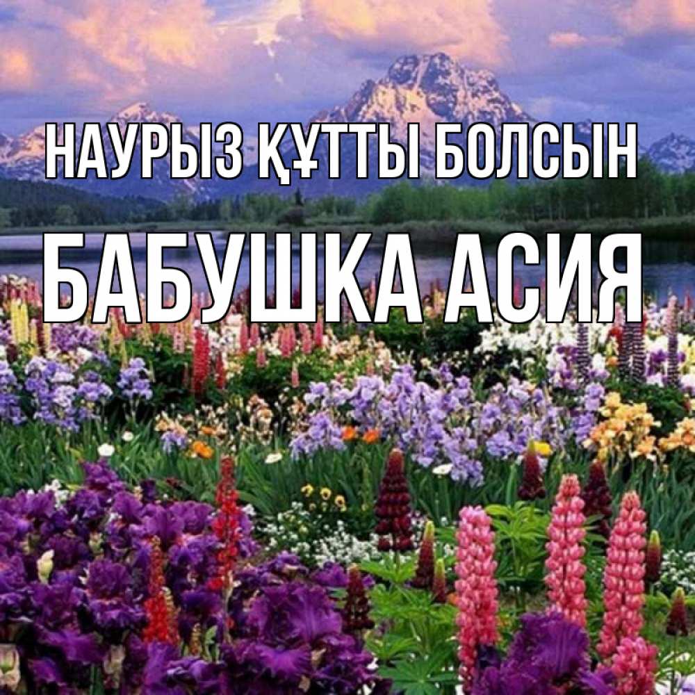 Открытка на каждый день с именем, Бабушка-Асия Наурыз құтты болсын наурыз Прикольная открытка с пожеланием онлайн скачать бесплатно 