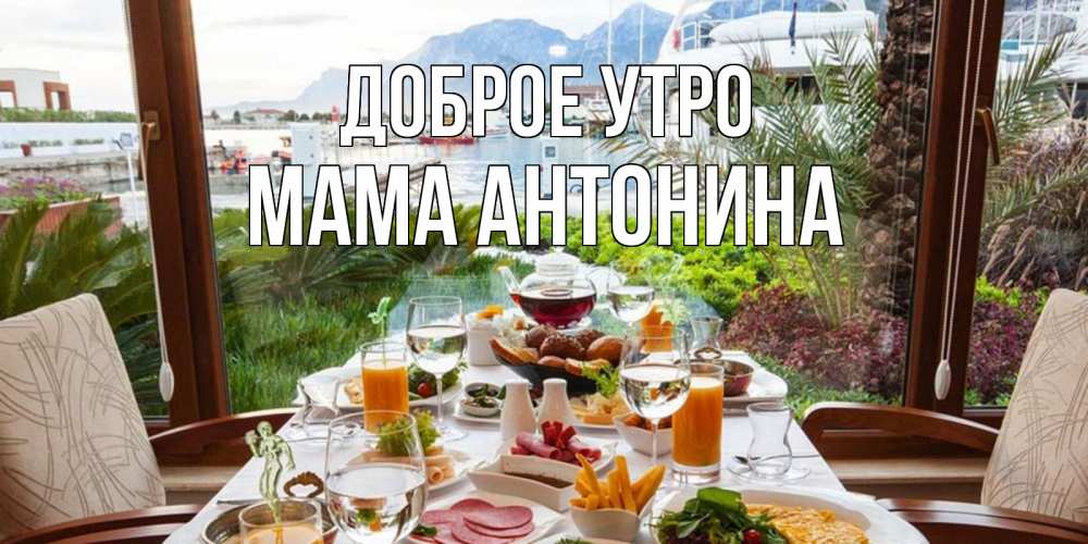 Открытка на каждый день с именем, Мама-Антонина Доброе утро тропическое утро Прикольная открытка с пожеланием онлайн скачать бесплатно 