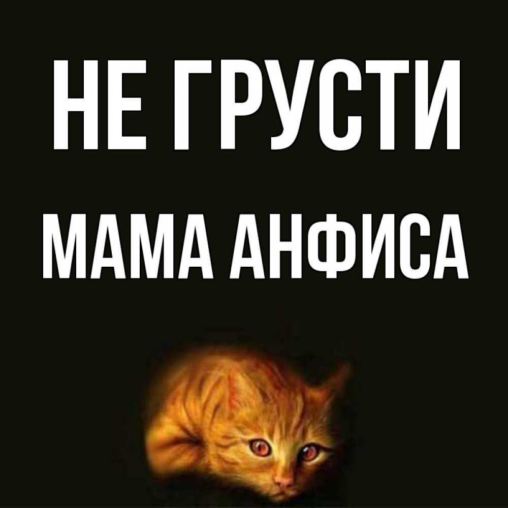 Открытка на каждый день с именем, Мама-Анфиса Не грусти лежащий кот в темноте Прикольная открытка с пожеланием онлайн скачать бесплатно 