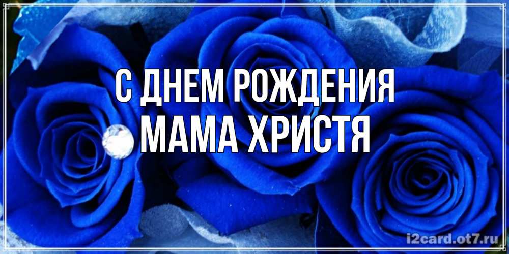 Открытка на каждый день с именем, Мама-Христя С днем рождения синие розы в росе Прикольная открытка с пожеланием онлайн скачать бесплатно 