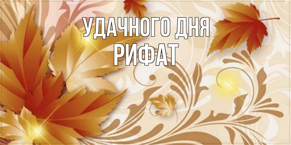 Открытка на каждый день с именем, Рифат Удачного дня листики и осеннее настроение Прикольная открытка с пожеланием онлайн скачать бесплатно 