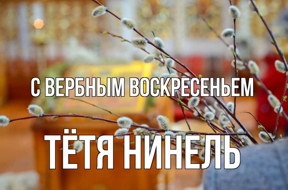 Открытка на каждый день с именем, Тётя-Нинель С вербным воскресеньем верба Прикольная открытка с пожеланием онлайн скачать бесплатно 