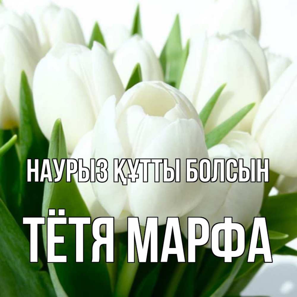 Открытка на каждый день с именем, Тётя-Марфа Наурыз құтты болсын цветы Прикольная открытка с пожеланием онлайн скачать бесплатно 