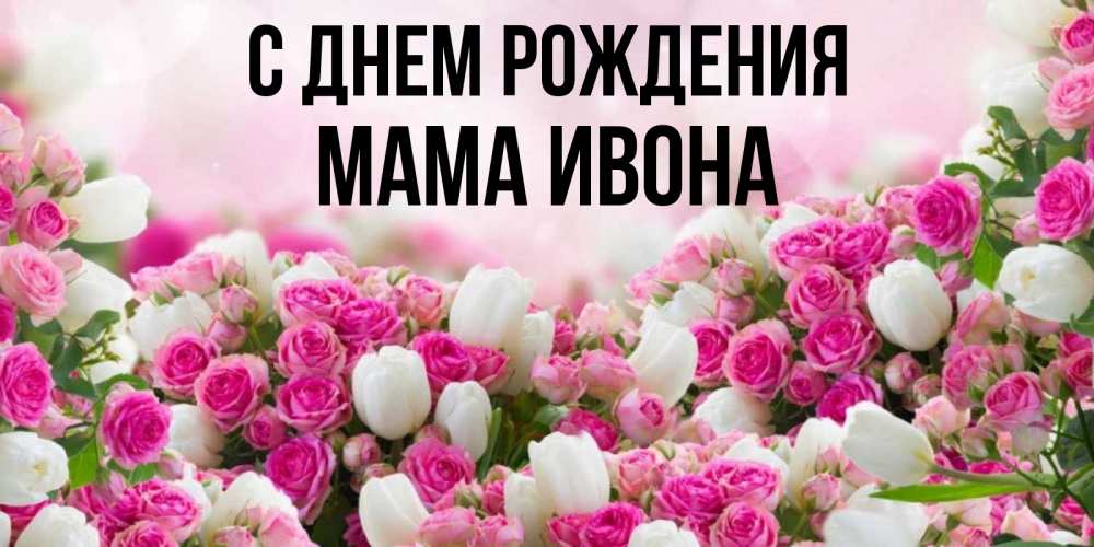 Открытка на каждый день с именем, Мама-Ивона С днем рождения открытка с разными розами Прикольная открытка с пожеланием онлайн скачать бесплатно 