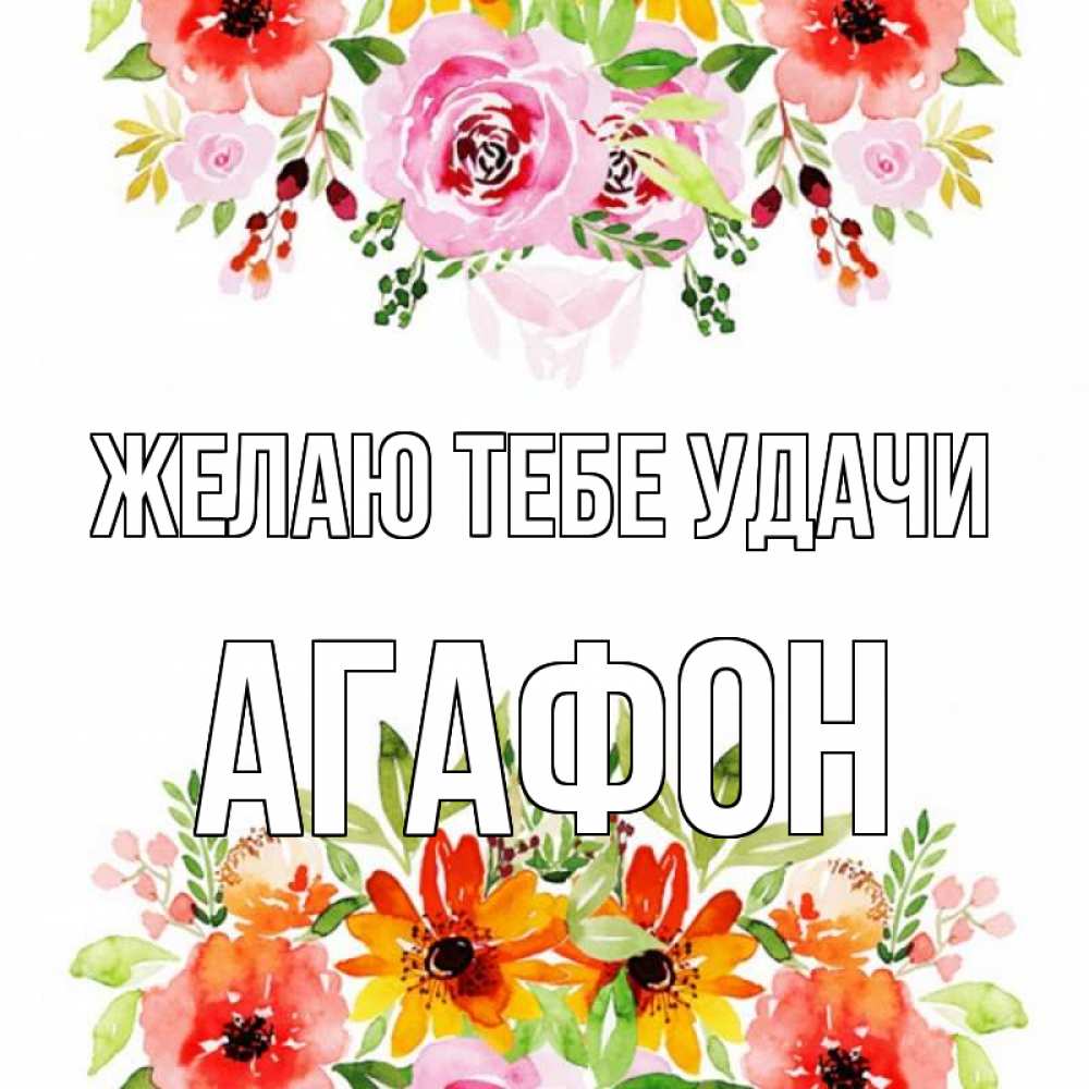 Открытка на каждый день с именем, Агафон Желаю тебе удачи открытка с цветами акварелью Прикольная открытка с пожеланием онлайн скачать бесплатно 