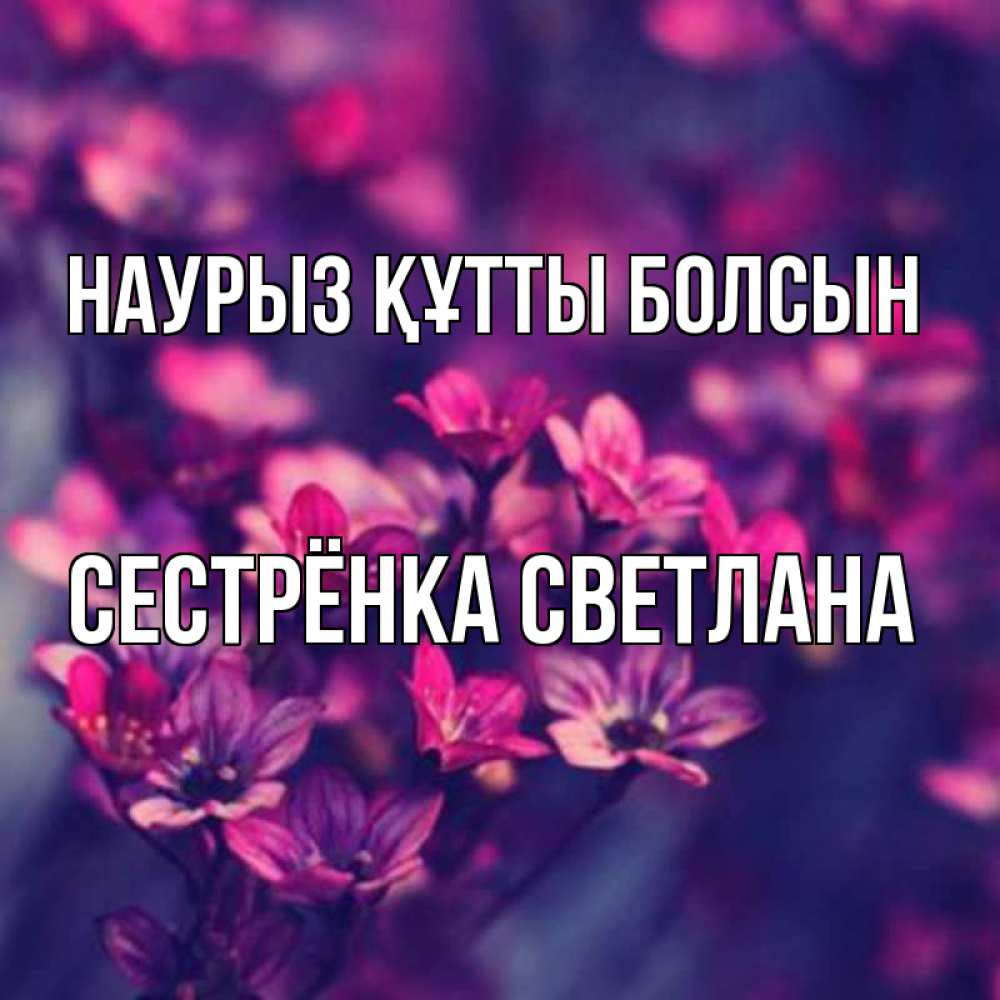 Открытка на каждый день с именем, Сестрёнка-Светлана Наурыз құтты болсын небольшие цветы 1 Прикольная открытка с пожеланием онлайн скачать бесплатно 