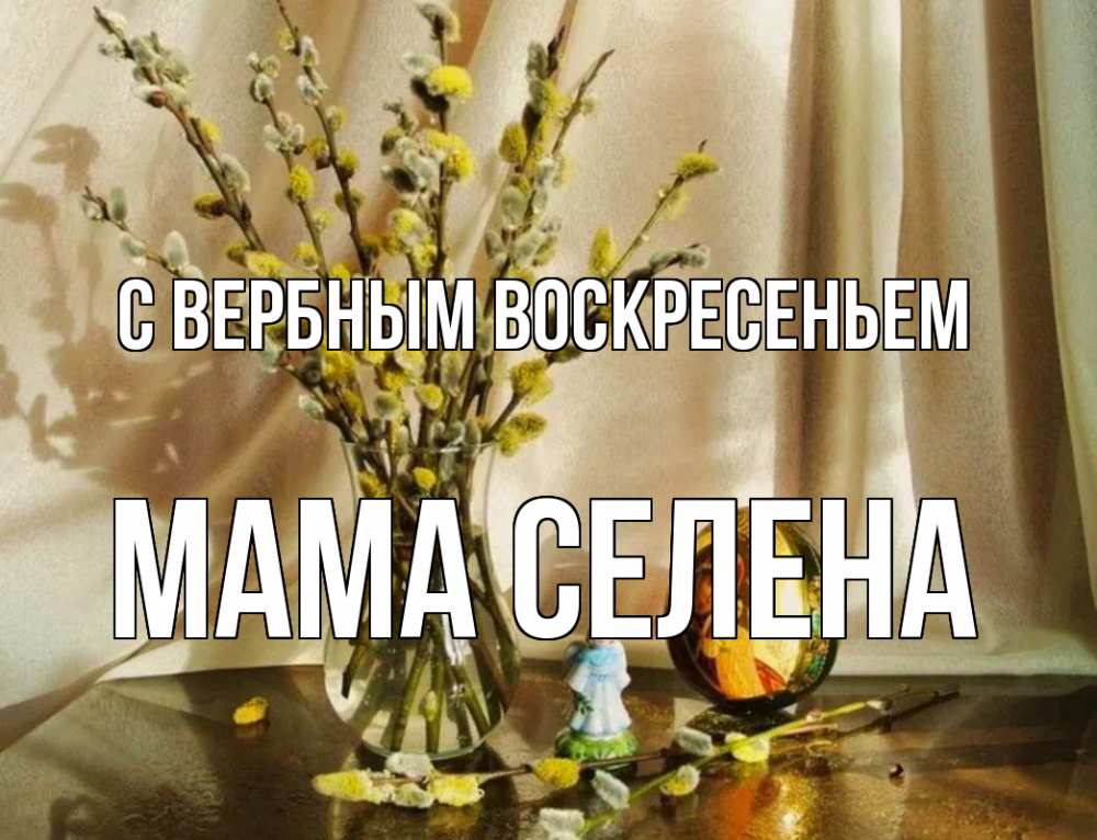 Открытка на каждый день с именем, Мама-Селена С вербным воскресеньем верба 1 Прикольная открытка с пожеланием онлайн скачать бесплатно 