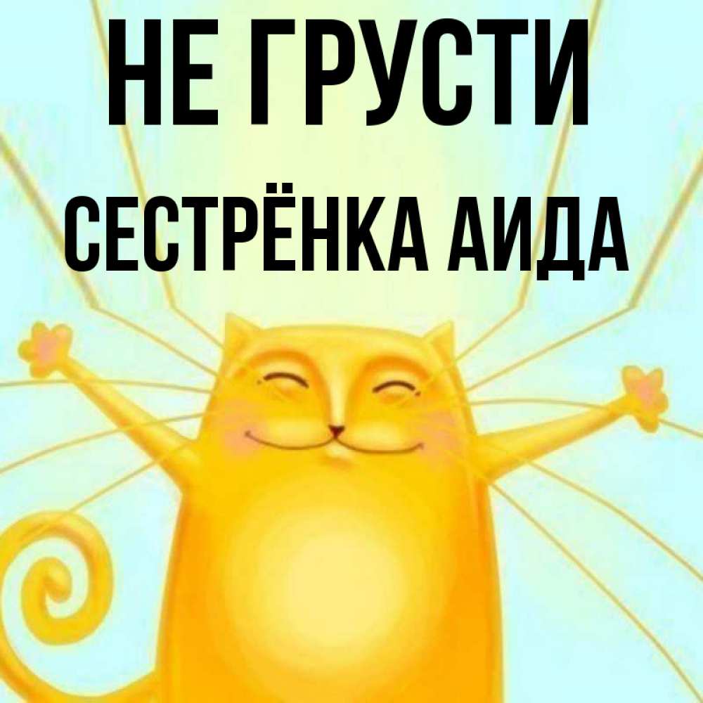 Открытка на каждый день с именем, Сестрёнка-Аида Не грусти обнимашки усатые Прикольная открытка с пожеланием онлайн скачать бесплатно 