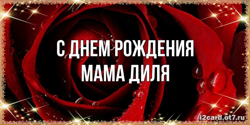 Открытка на каждый день с именем, Мама-Диля С днем рождения цветок в росе на день рождения Прикольная открытка с пожеланием онлайн скачать бесплатно 