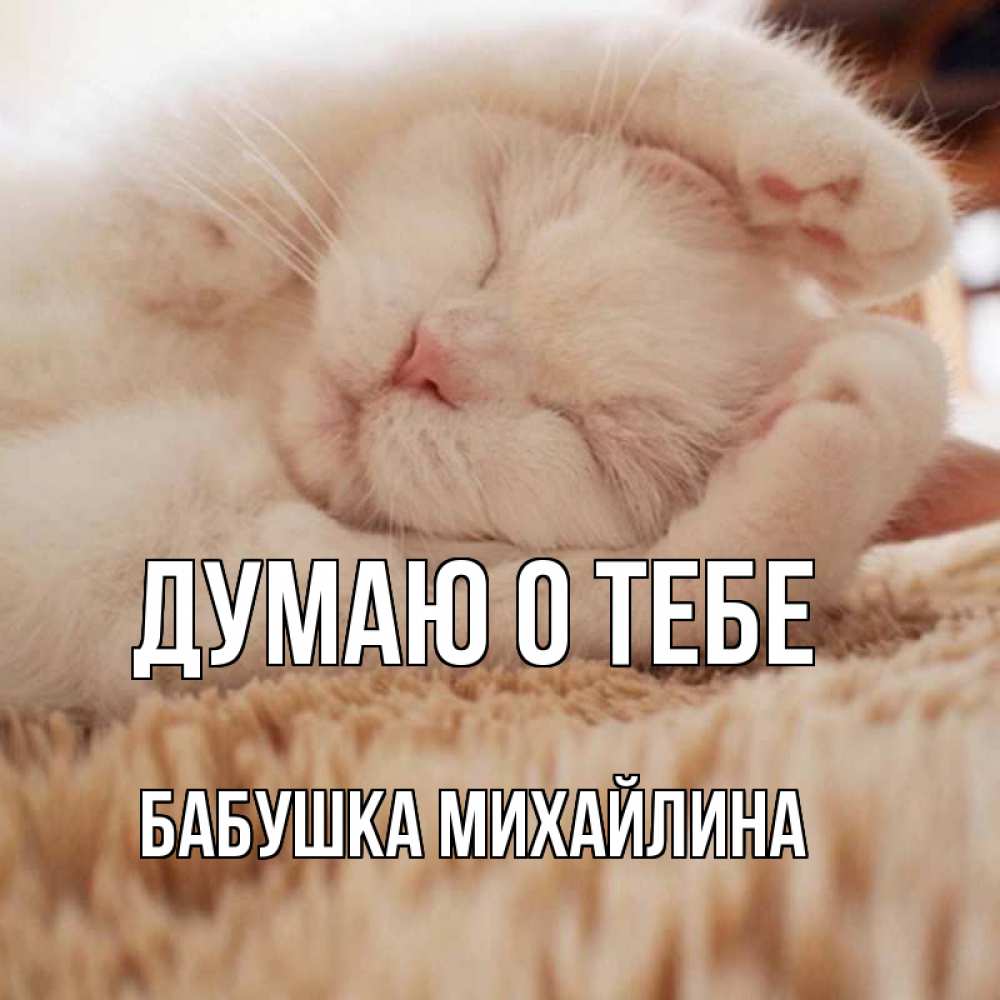 Открытка на каждый день с именем, Бабушка-Михайлина Думаю о тебе для любимой девушки милота Прикольная открытка с пожеланием онлайн скачать бесплатно 