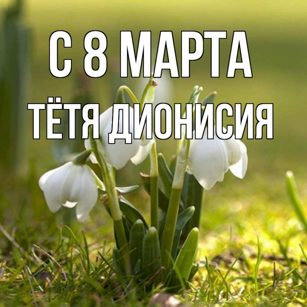 Открытка на каждый день с именем, Тётя-Дионисия С 8 МАРТА ранние цветы 2 Прикольная открытка с пожеланием онлайн скачать бесплатно 