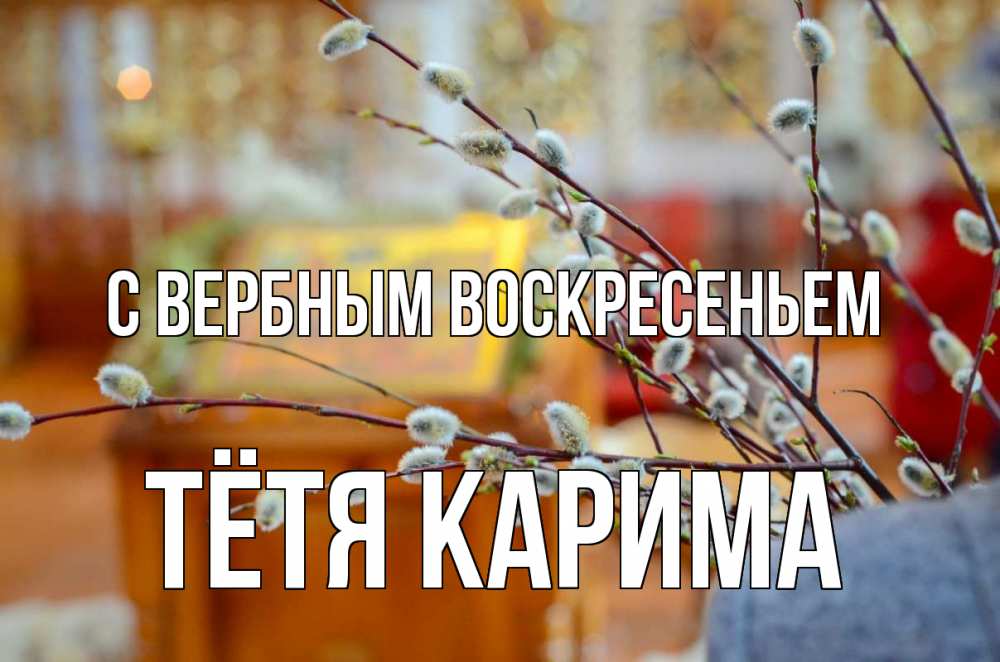 Открытка на каждый день с именем, Тётя-Карима С вербным воскресеньем верба Прикольная открытка с пожеланием онлайн скачать бесплатно 